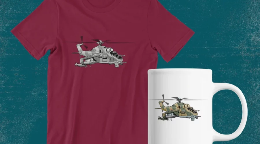 MI-24 helikopter grafika, pólóminta, ajándék születésnap karácsony