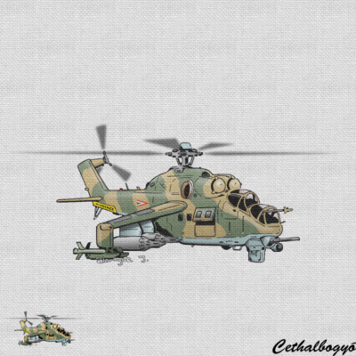 MI-24 HIND helikopter minta, helikopteres pólóminta, cethalbogyó