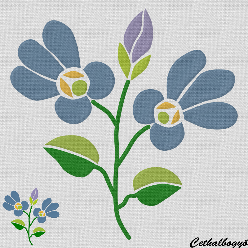 Kicsi kék kalocsai ibolya virág Kicsi kék ibolya hagyományos magyar kalocsai virágminta új színekben. Ajánlom mindenkinek aki szereti a magyar népi motívumokat, de a klasszikus hímzett minták helyett egy egyszerűbb, modernebb mintát keres. Tedd színesebbekké a hétköznapokat egy kék ibolya kalocsai virágmintás pólóval, bögrével, vagy táskával.